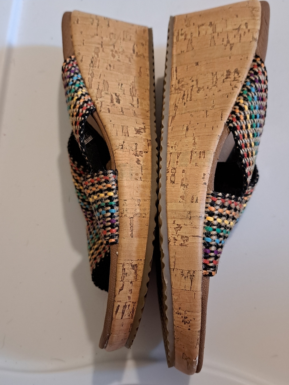 Skechers Cork Wedge Multi Color Strap, Size 8 Height 2.5 inches - Picture 3 of 10